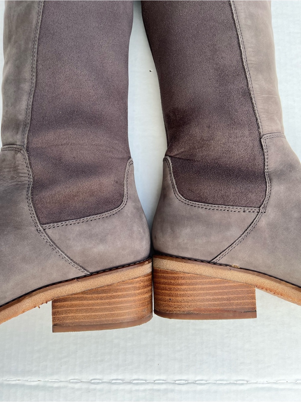 Lucky Brand Tilaree Knee High Boots 7.5 Suede Leather Taupe Equestrian Capsule - Picture 11 of 16